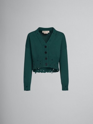 Marni Algodon Cropped Cardigan Verdes | MXNEJ30387