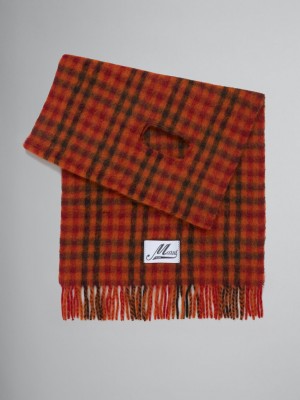 Marni Alpaca And Mohair Check Scarf Naranjas Claro | DMXVO98762