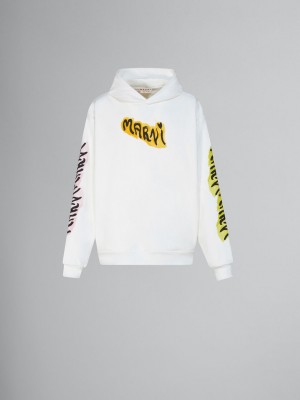 Marni Bio Algodon Hoodie With Graffiti Prints Blancos | MXEGJ89231