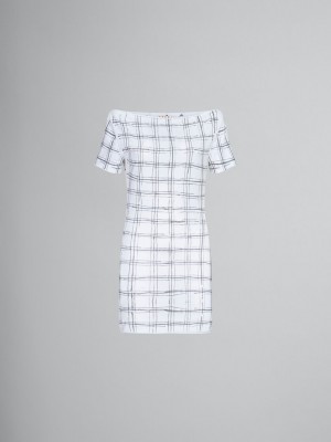 Marni Bio Algodon Top With Irregular Checked Print Blancos | PMXER41028