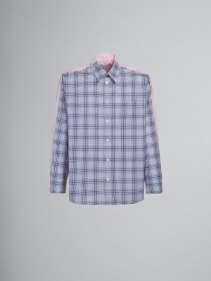 Marni Bio Poplin Shirt With Contrasting Checks Azules | QMXWA17038