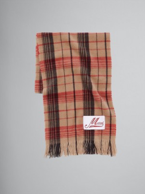 Marni Check Lana Scarf Marrom | MXCVG68450