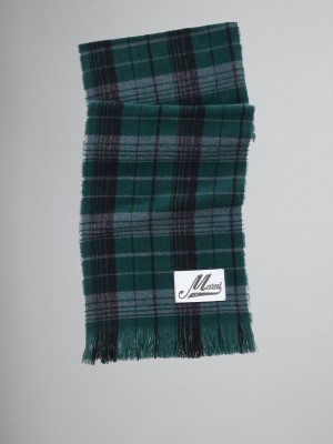 Marni Check Lana Scarf Verdes | LMXSX20435