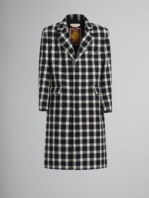 Marni Checked Lana Coat Negros | QMXWA81942