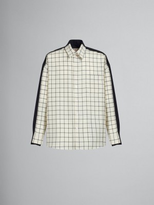 Marni Checked Lana Shirt With Plain Back Blancos | DMXKV23726