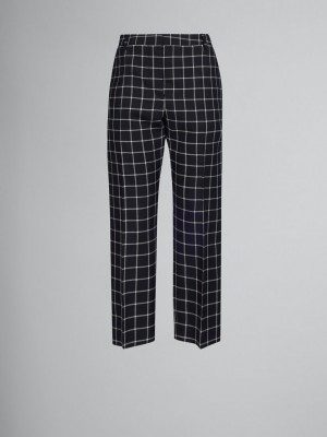 Marni Checked Lana Trousers Negros | AMXDF81376