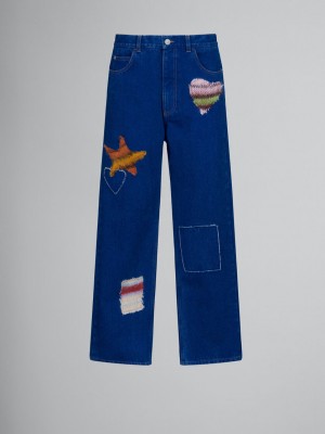 Marni Coated Denim Jeans With Mohair Patches Azules | ZMXMJ92220