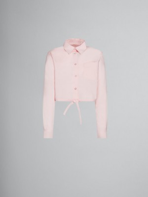 Marni Cropped Shirt In Bio Poplin Rosas | YMXVQ26476