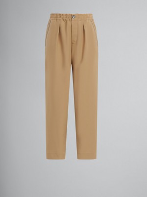 Marni Cropped Trousers In Beige Tropical Lana Beige | MXJZR47118