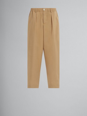 Marni Cropped Trousers In Tropical Lana Beige | MXZDE92072