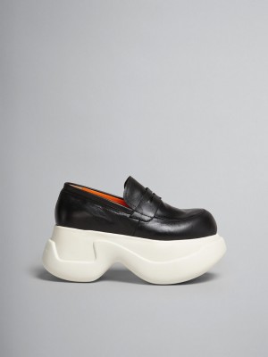 Marni Cuero Aras 23 Fornido Mocassin Negros | YMXVQ56821