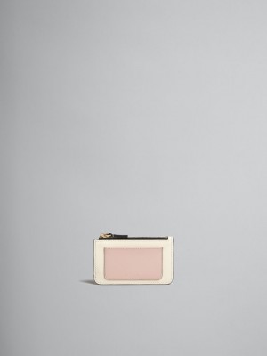 Marni Cuero Card Case Rosas Blancos Beige | MMXFT50148