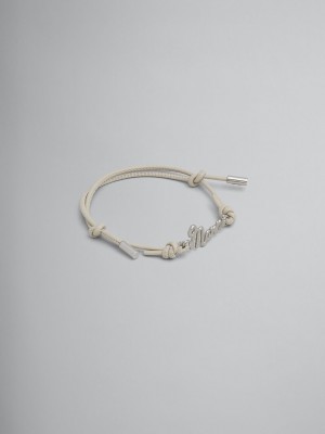 Marni Cuero Logo Bracelet Blancos | DMXKV64857