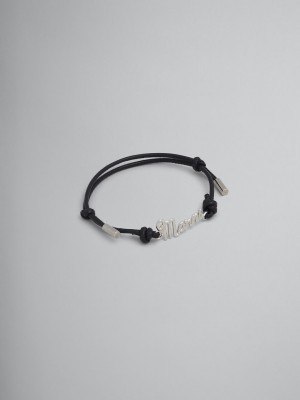 Marni Cuero Logo Bracelet Negros | EMXVG65836