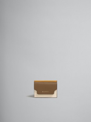 Marni Cuero Tri-fold Wallet Marrom Blancos Naranjas | AMXWC22713