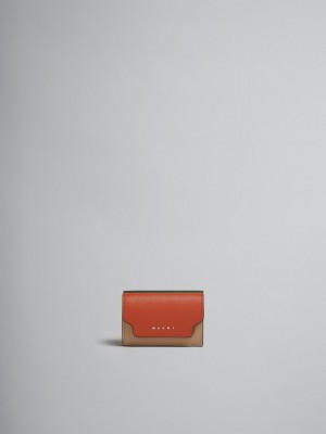 Marni Cuero Tri-fold Wallet Marrom | ZMXMJ98034