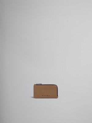 Marni Cuero Zip-around Card Case Naranjas Marrom | EMXHC56340