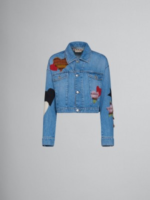 Marni Denim Jacket With Patches Azules | MXDFL21672