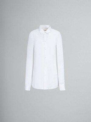 Marni Fitted Poplin Shirt With Balloon Sleeves Blancos | EMXVG24010