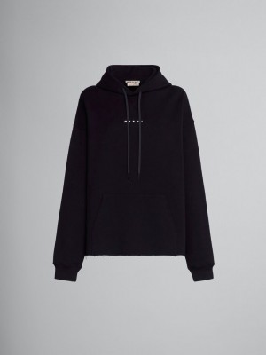 Marni Hoodie In Bio Algodon With Raw Cut Hem Negros | MXJVR40948