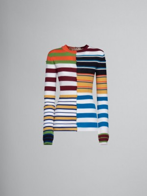 Marni Knit Sueter With Patchwork Stripes Colourful | MXICD39321