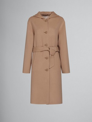 Marni Lana Coat With Cintura Belt Beige | LMXTR23560