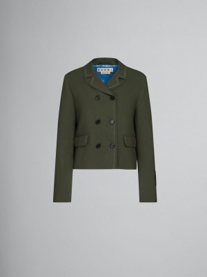 Marni Lana Jacket With Contrast Stitching Verdes | AMXWC32146