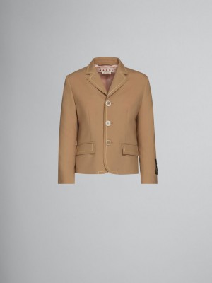 Marni Lana Jacket With Contrast Stitching Beige | SMXVO98810