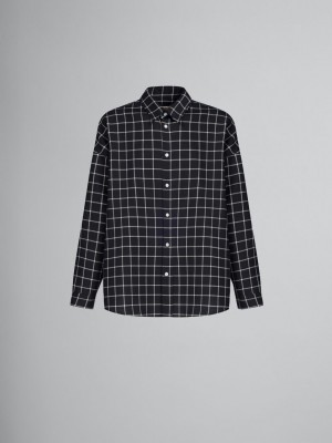 Marni Lana Long-sleeved Shirt With Checked Pattern Negros | MXZPD34342