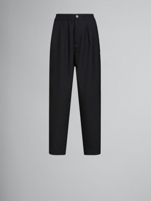 Marni Lana Trousers With Front Pleats Negros | MXJVR63575