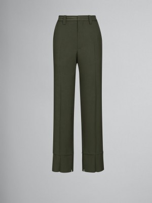 Marni Lana Trousers With Pressed Pleats Verdes | MXJBT77164