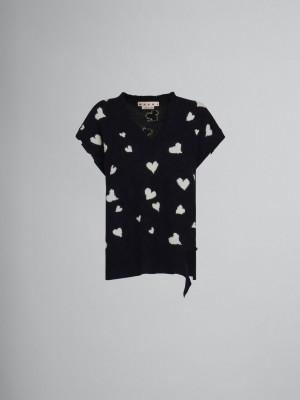 Marni Lana Vest With Bunch Of Hearts Print Negros | BMXSD67200