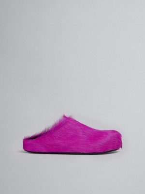 Marni Long-hair Calfskin Fussbett Sabot Fucsia | BMXSO54922