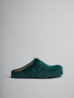 Marni Long-hair Calfskin Fussbett Sabot Verdes | MMXHR36453