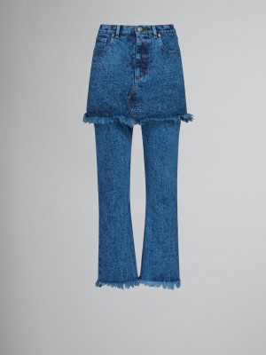 Marni Marbled Denim Trousers With Skirt Overlay Azules | FMXUI88060