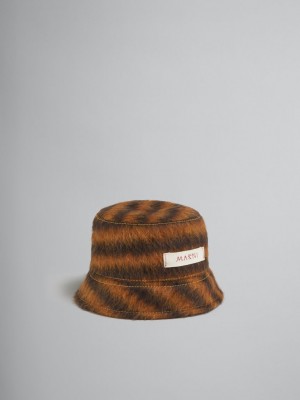 Marni Mohair And Alpaca Bucket Hat With Marni Patch Naranjas | MXICD99934