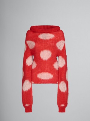 Marni Mohair Barco-neck Jumper With Polka Dots Rojos | XMXGW18280