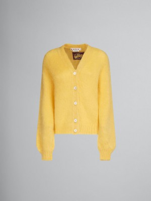 Marni Mohair V-neck Cardigan Amarillos | AMXDF39383