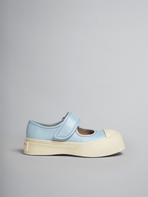 Marni Nappa Cuero Mary Jane Sneaker Azules Claro | UMXND36411