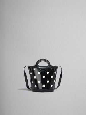 Marni Polka-dot Charol Cuero Tropicalia Mini Bucket Bag Negros Blancos | MXJBT46115