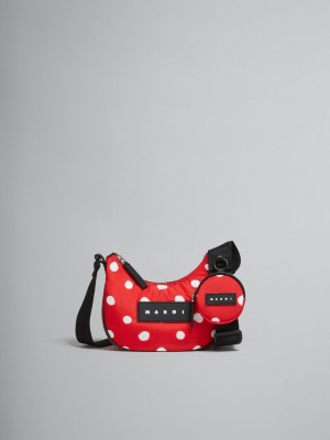 Marni Polka-dot Nylon Puff Hobo Small Bag Rojos | MXXBR18265