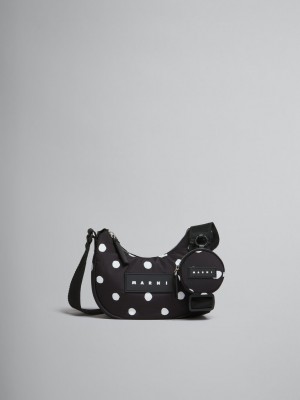 Marni Polka-dot Nylon Puff Hobo Small Bag Negros | UMXND99340