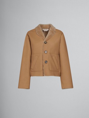 Marni Reversible Shearling Jacket Beige | FMXHY93596