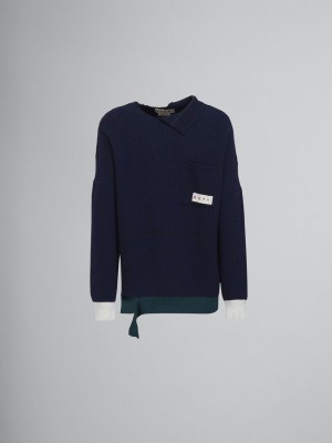 Marni Shetland Lana And Algodon Crewneck Sueter Negros | MXNZX85225