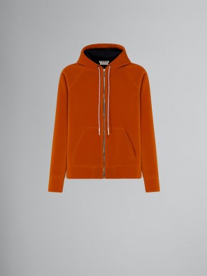 Marni Sponge Jersey Hoodie With Logo Drawstring Naranjas | MXXBR82680