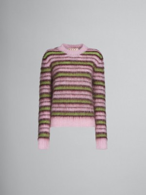 Marni Stripes Mohair And Lana Sueter Rosas Verdes | UMXTG56597