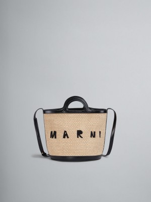 Marni Tropicalia Small Bucket Bag Cuero And Raffia Negros | XMXBH47370