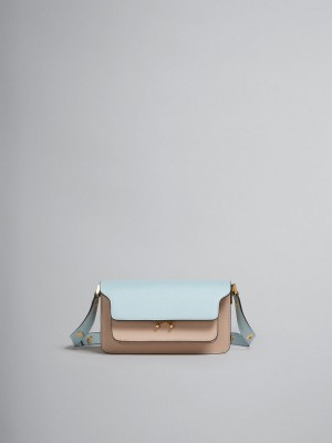 Marni Trunk Bag E/W Cuero Azules Claro Beige | PMXER38069