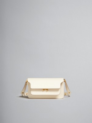 Marni Trunk Bag E/W Cuero Blancos | PMXER31278