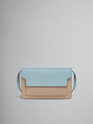 Marni Trunk Clutch Cuero Azules Claro Beige Blancos | AMXDF49025